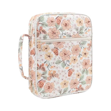 sac main réutilisable coton fleurs moderne poignée détachable blanc rose vert jaune bleu élégant