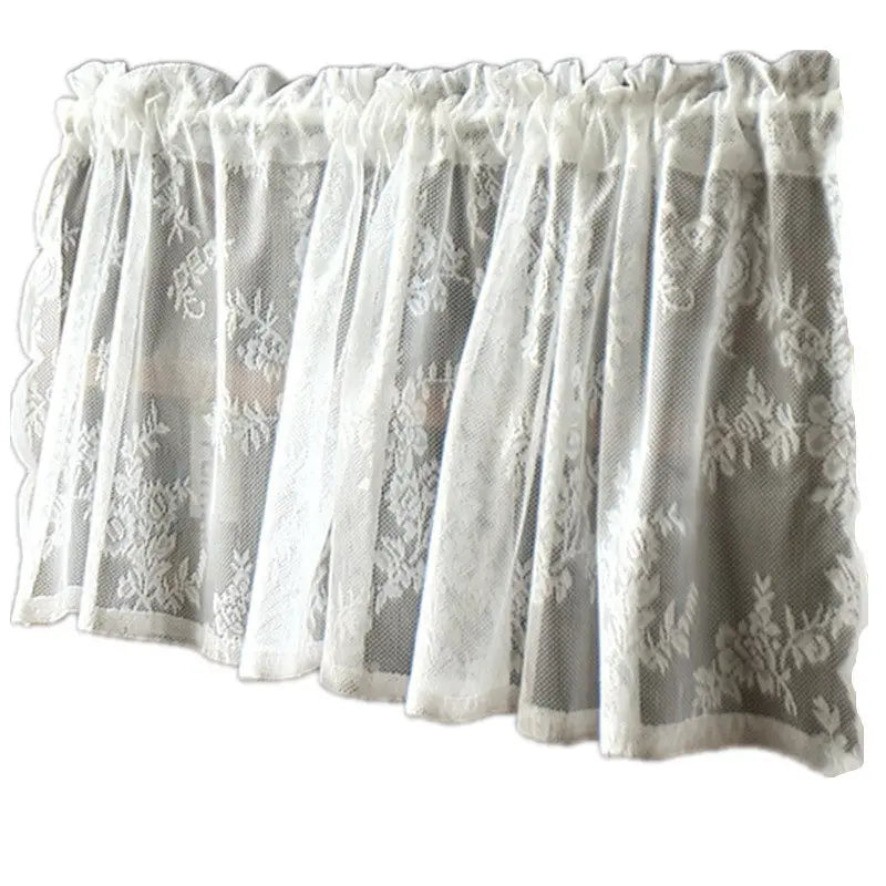 rideau blanc broderie florale semi transparent classique fenêtre pastoral