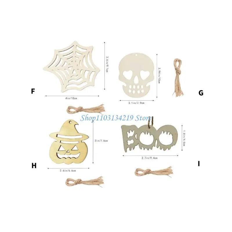 décorations halloween bois citrouille souris fantôme crâne chapeau sorcière texte boo fil suspension thèmes