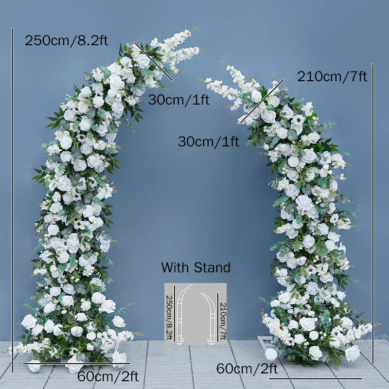 arche decorative fleurs artificielles blanc feuillage vert decoration mariage anniversaire exterieur classique eventos partys