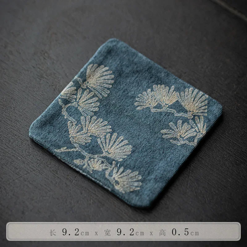 serviettes table chinoises texturé feuilles bambou dorées vert marron bleu respectueuses environnement 9.2x9.2cm