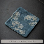 serviettes table chinoises texturé feuilles bambou dorées vert marron bleu respectueuses environnement 9.2x9.2cm