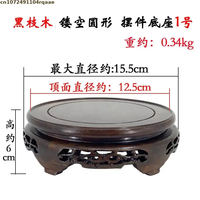 socle rond bois sculpté support décoratif figurine pot fleurs thé