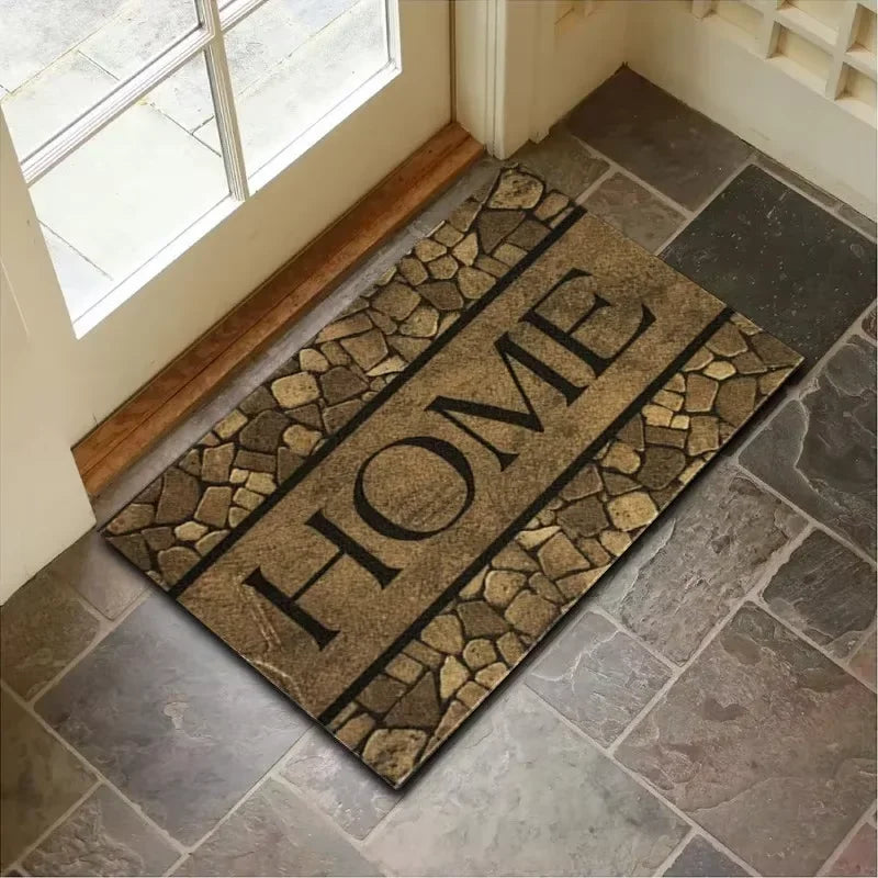 tapis d'entrée moderne antidérapant multicolore texture roche motif géométrique 40x60cm