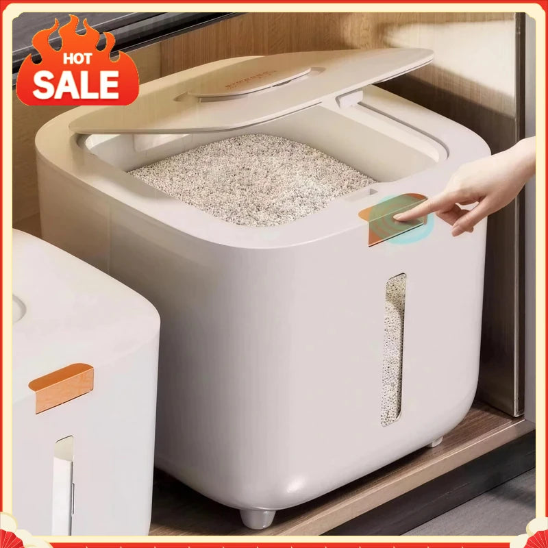 boîte conservation alimentaire blanche anti insectes hermétique 5kg 10kg moderne