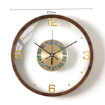 horloge murale moderne élégante face unique bois chiffres dorés aiguilles secondes quartz batterie