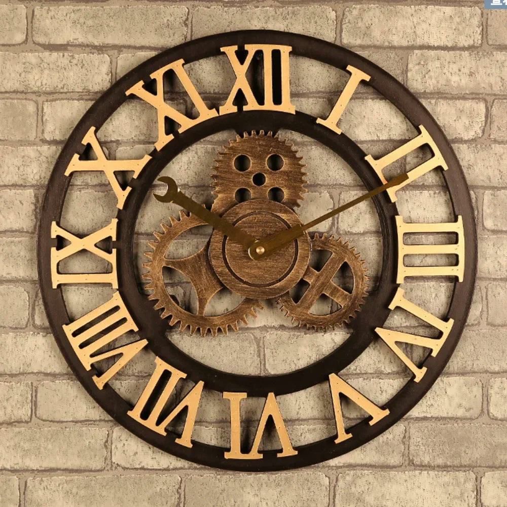 Horloge murale en bois avec mouvement quartz silencieux