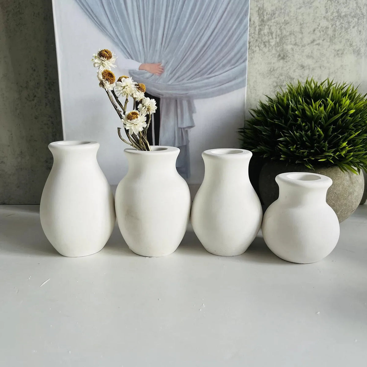 vases silicones blancs minimalistes opaques simples bougeoirs egouttage fleur arrangement