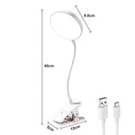 lampe pince rechargeable usb blanc minimaliste tactile interrupteur led réglable