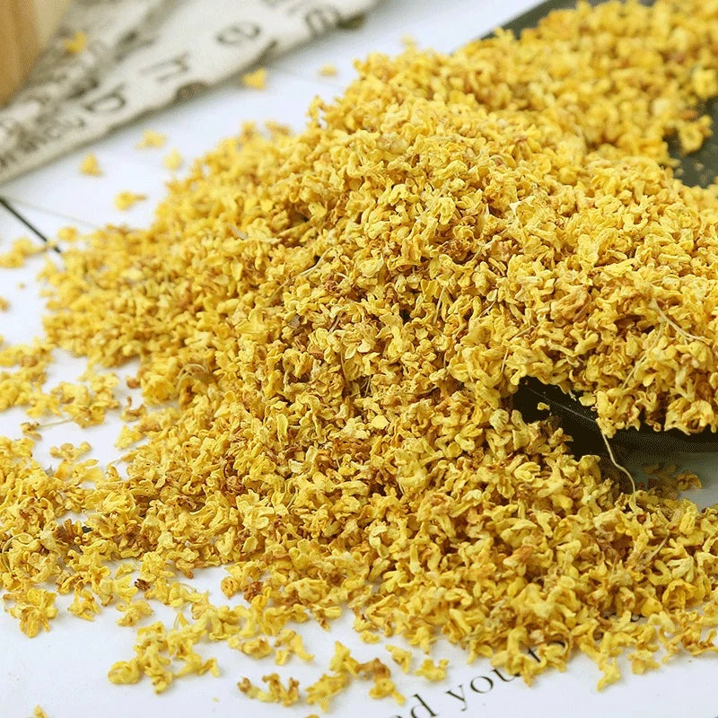 poudre osmanthus jaune doré naturel granules finement uniforme décoration intérieure mariage anniversaire festive