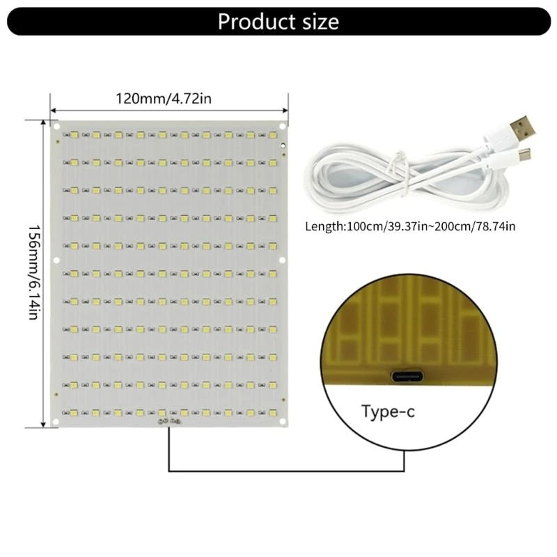 Panneau led gris clair moderne 156mm 120mm 110 diodes usb 5v1a