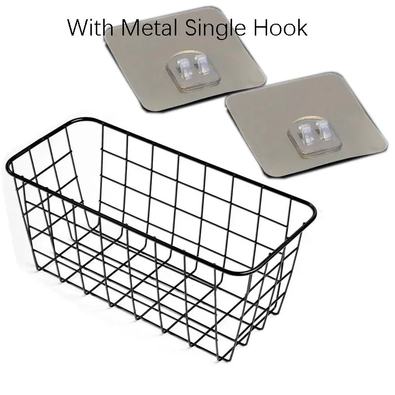 panier métallique noir grille minimaliste clips rangement cuisine chambre
