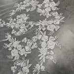 voile mariée blanc broderie florale translucide classique paillettes brillantes dentelle personnalisée peigne included
