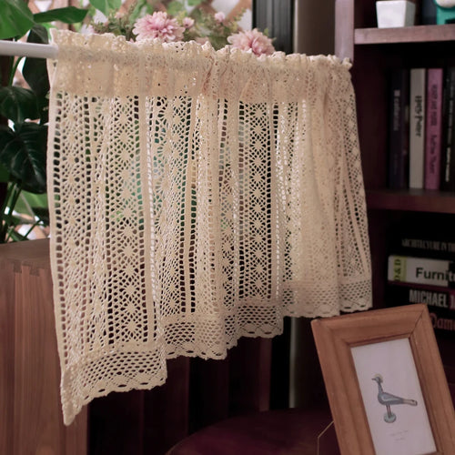 Rideaux courts en coton au crochet style campagne chic pour le salon et la cuisine