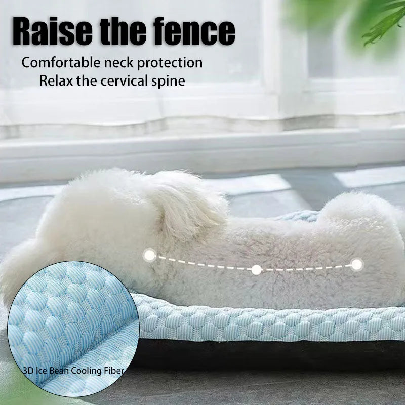 coussin chien respirant coton moderne bleu gris vert doux adhésif