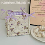 paniers rangement coton pois carreaux rayures ours rose clair blanc bleu clair beige texturé