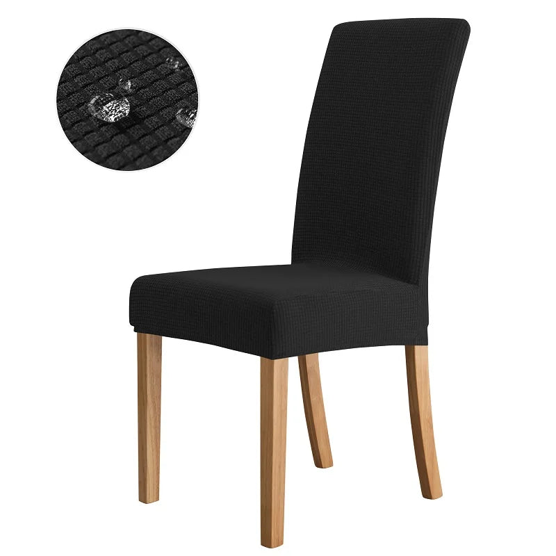 Housse chaise moderne gris foncé rayures horizontales élastique imperméable polyester