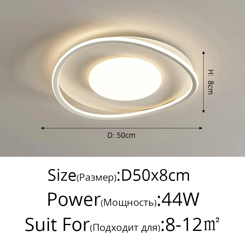 plafonnier led moderne blanc bordure noire acrylique métal flux lumineux large zone éclairage chambre