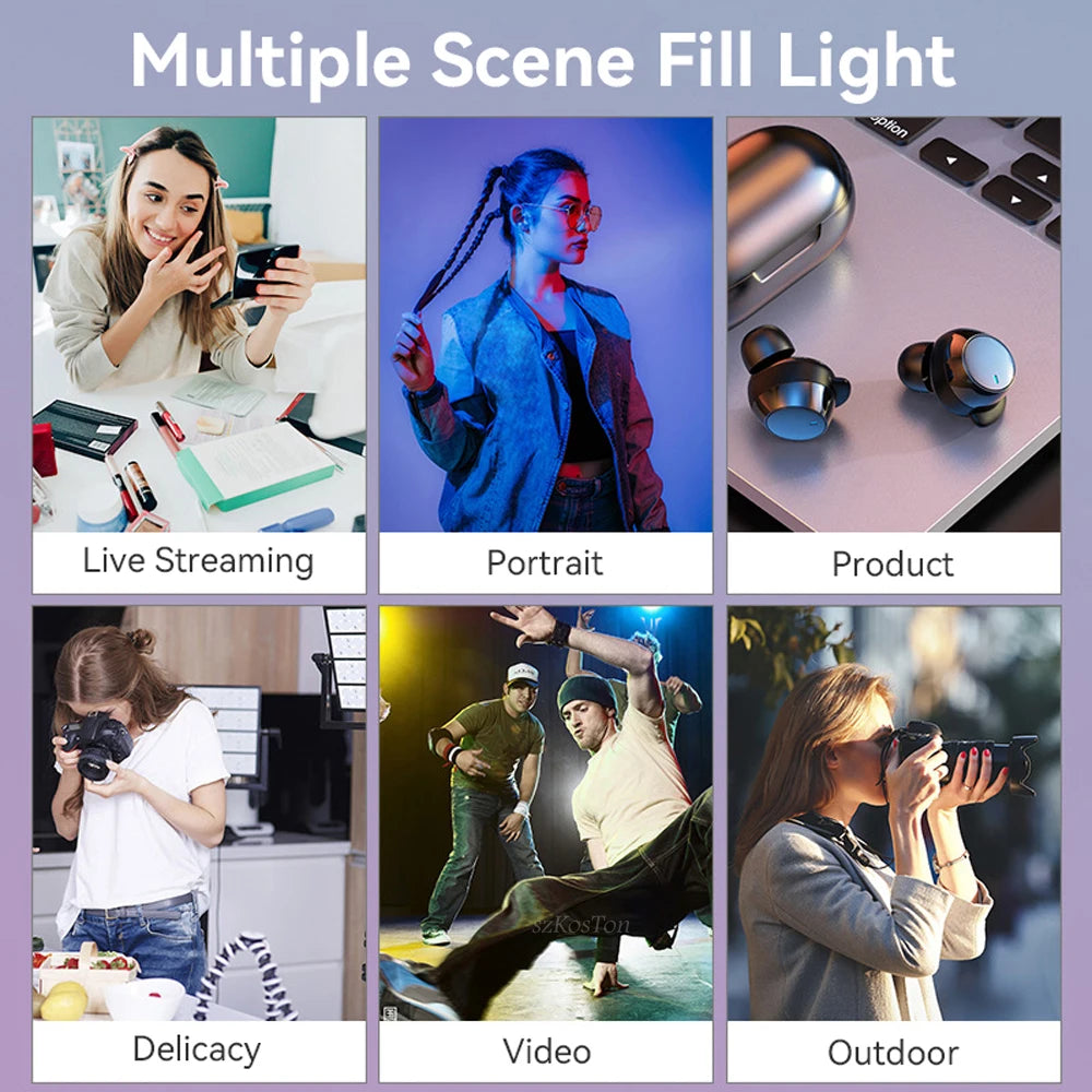 lampe led photo noir modulaire trépied réglable 12 pouces cct 2800k 9000k cdi 100