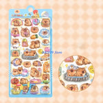 sticker 3d kawaii relief dessins animés lapins fruits opaques rose bleu blanc