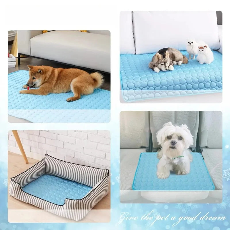 tapis refroidissement moderne bleu clair texture pointillés antidérapant polyester coton sol été durable absorption