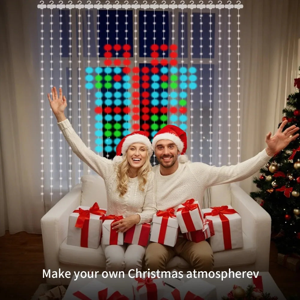rideau lumineux led multicolore pixel art noel télécommande application mobile