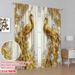 rideau moderne or paon doré diamants fond beige 100 polyester opaque panneaux