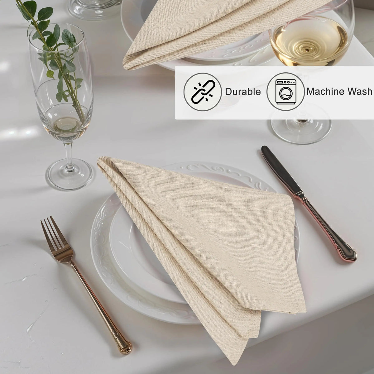 serviettes lin naturel beige clair 30x30cm classiques maison mariage fêtes restaurant