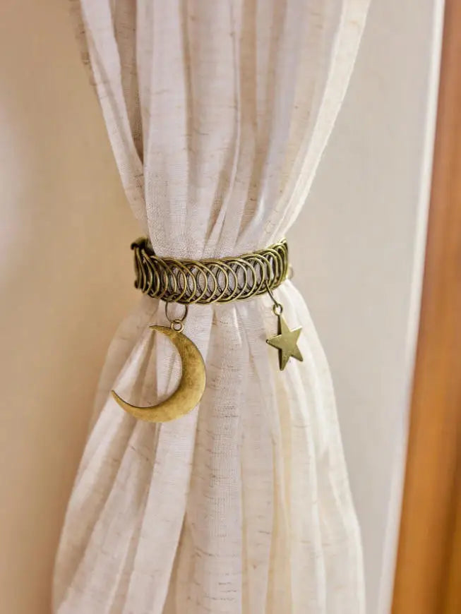 anneau rideau métal étoile lune vintage boho chic bronze opacité decoration chambre salon