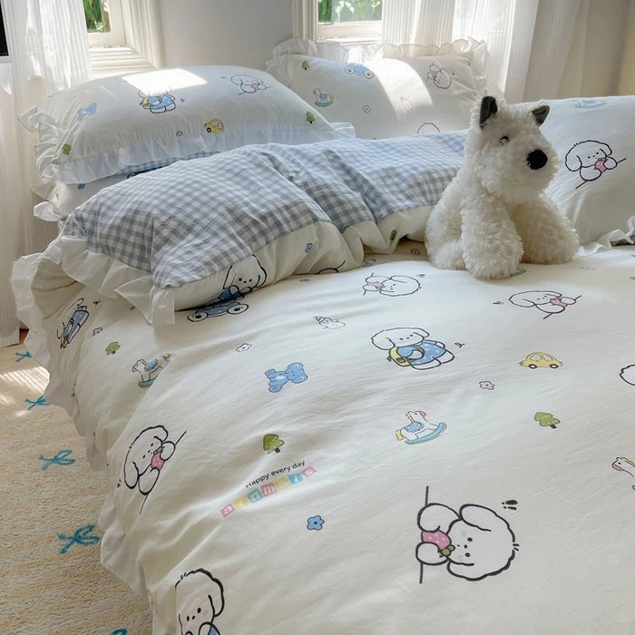 ensemble literie floral moderne housse couette taies oreiller drap motifs animaux enfants machine laver
