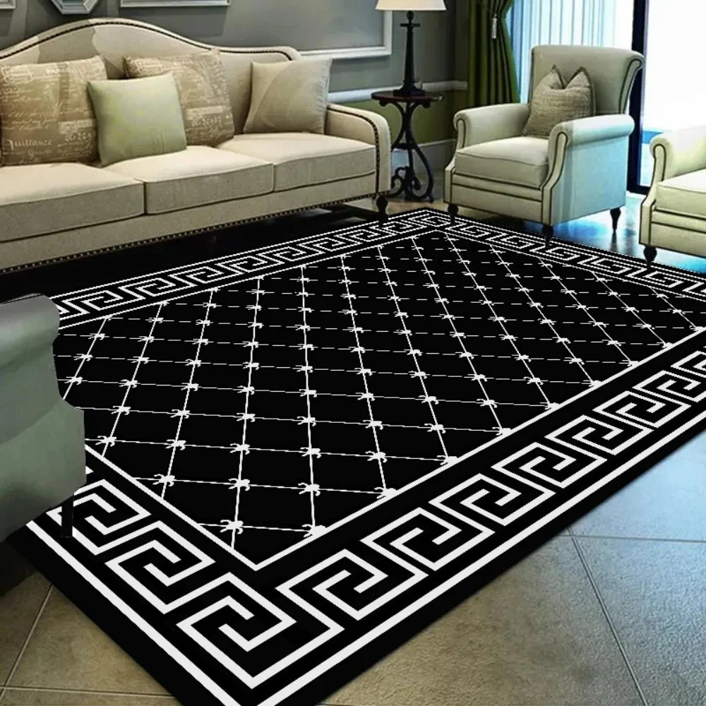 tapis salon moderne velours épais motif géométrique antidérapant mousse respirante décoration maison chic