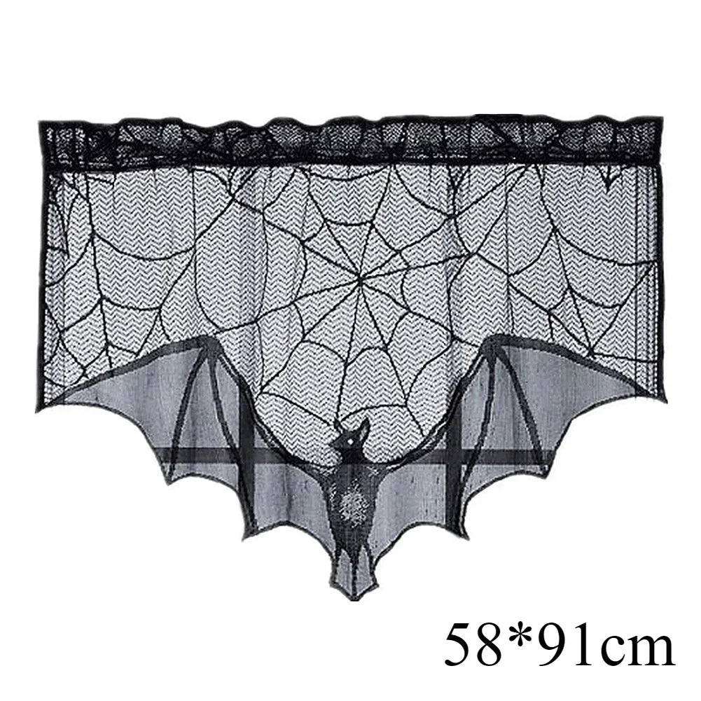 rideau halloween noir toile d'araignée chauves souris imperméable réutilisableextérieurintérieur