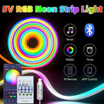 ruban led néon multicolore synchronisation musicale application bluetooth ambiance chambre fête noël