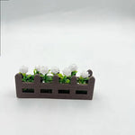 décoration miniature cache pot fleurs artificielles blanc rose bleu marron jardin