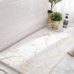 tapis bain anti dérapant marbre doré moderne blanc noir rose