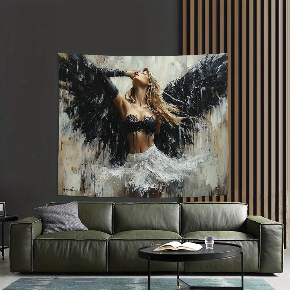 Toile d'art contemporaine peinture abstraite noir blanc gris polyester grande taille