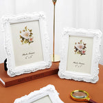cadre photo décoratif classique floral roses blanc sculpté baroque vintage