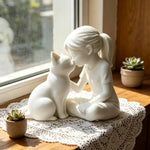statuette fille chat blanc noir minimaliste moderne décoration salon apaisante tranquille