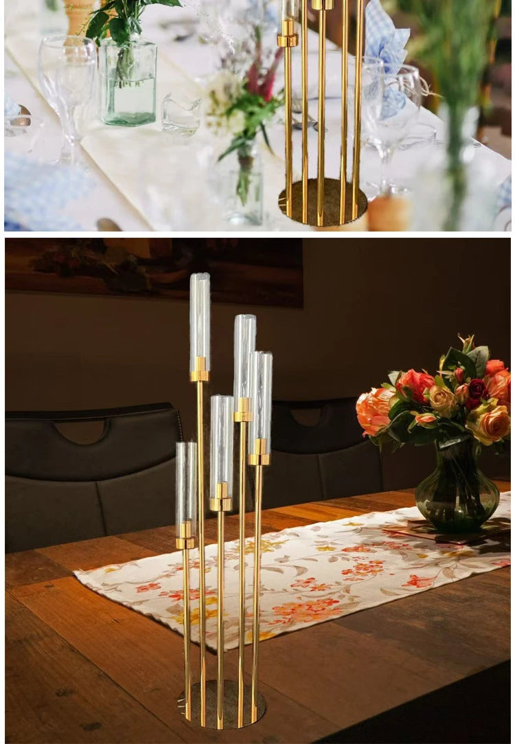 supports bougies modernes or transparents acrylique verre mariage élégants variés tailles hauteurs