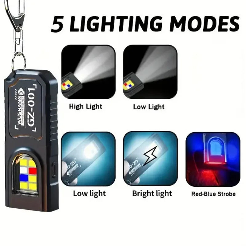 lampe torche led rechargeable porte cle compact 10w 550lm noir abs urgence