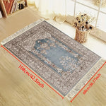 tapis prière islamique traditionnel bleu clair motifs floraux polyester lavable machine voyage usage intérieur
