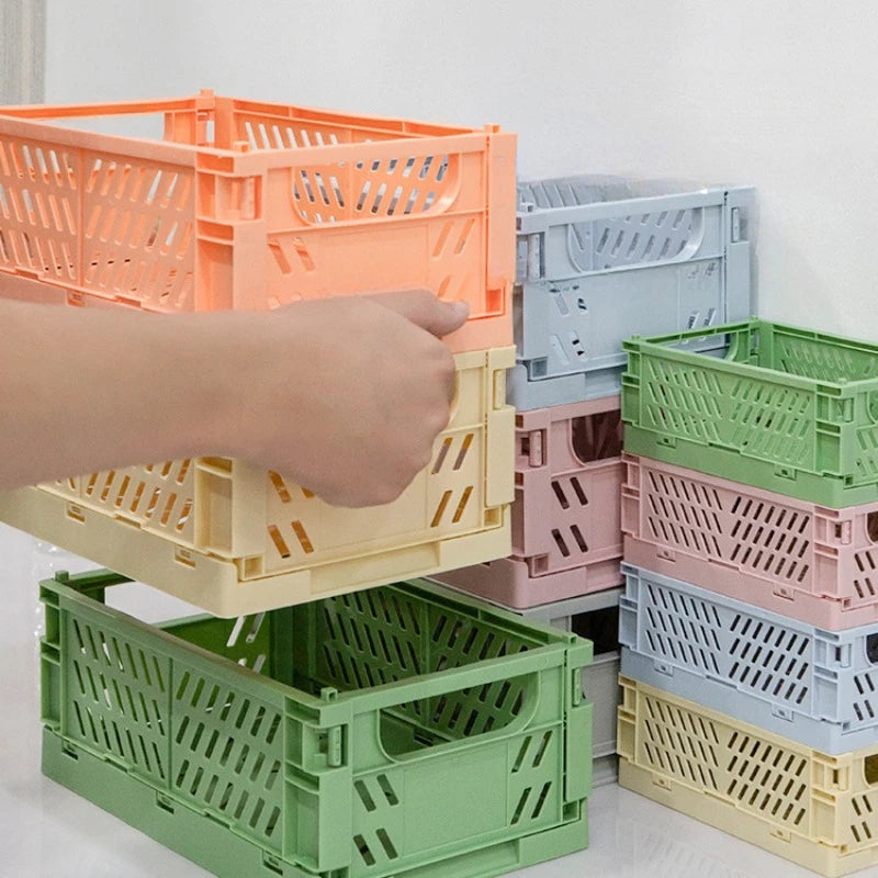 panier rangement pliable orange jaune vert rose gris moderne clips ventilation