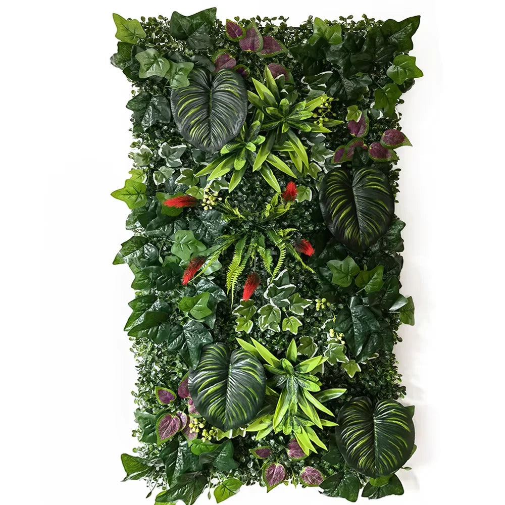 panneau mural artificiel herbe feuilles vert moderne décoration extérieur accroché maison festive