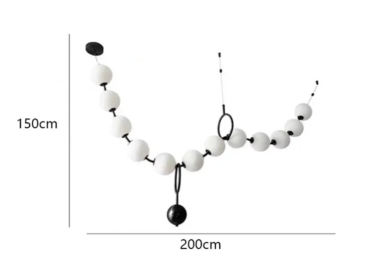 suspension lumineuse moderne boules sphériques blanc doré opaques chaînes