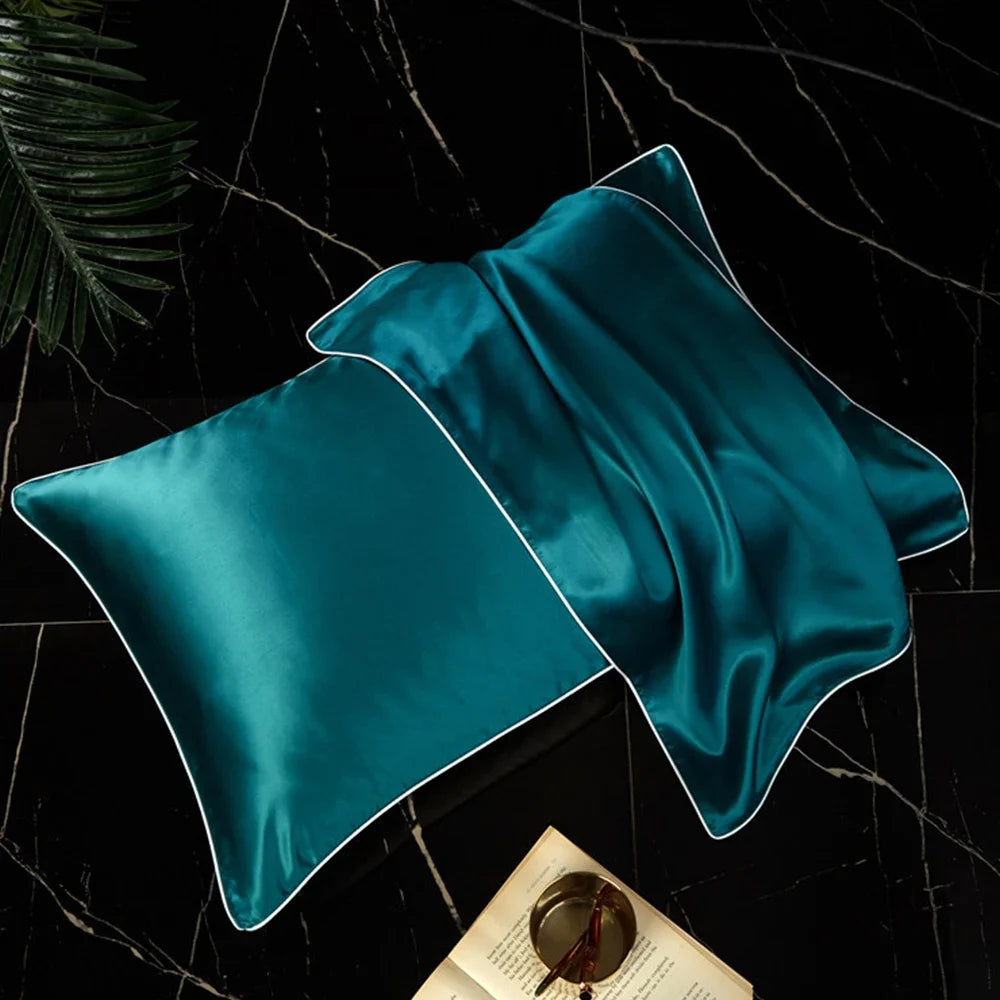 taies d'oreiller soie naturelle couleurs solides élégant satin opacité respectueux environnement simple hospitalière