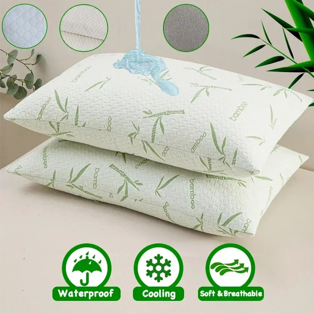 housse coussin imperméable bambou fleuri moderne blanc gris 48x74cm zip