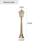 lampadaire extérieur bronze noir géométrique ip65 led 110cm hauteur abatjour transparent vieilliextérieur industrielle fixationsol