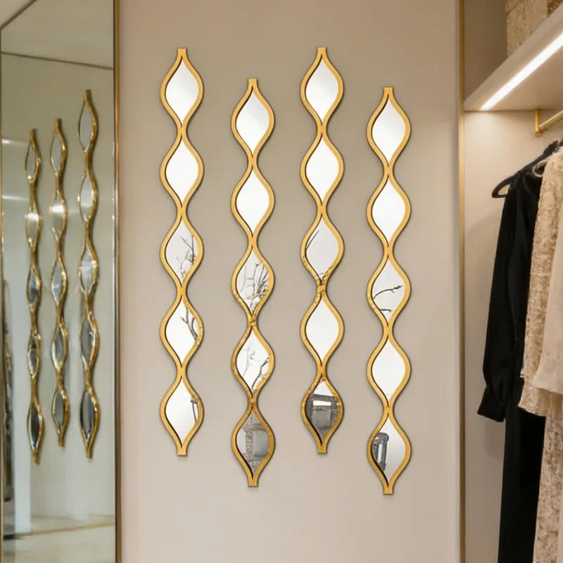 miroirs muraux adhésifs modernes noir doré blanc asymétriques décoratifs chambre salon