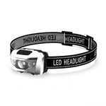 lampe frontale led noire texturée pratique robuste ceinture ajustable batterie aaa cordons sécurité camping