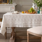 nappe blanche broderie florale classique réutilisable coton mariage fêtes halloween noël Thanksgiving